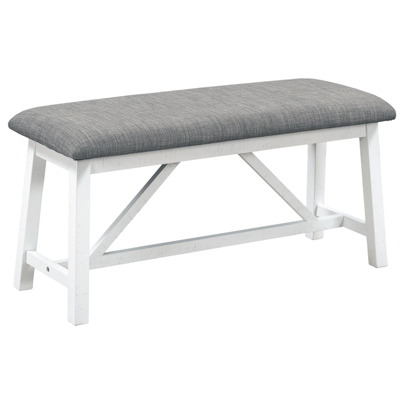 6 Piece Dining Table Set Wood Dining Table and chair Kitchen Table Set with Table, Bench and 4 Chairs, Rustic Style, White+Gray