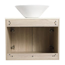 24" Modern Design Float Bathroom Vanity With Ceramic Basin Set, Wall Mounted White Oak Vanity With Soft Close Door, KD-PackingD-Packing Pieces