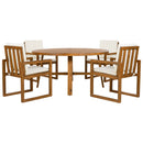 5 Piece Outdoor Patio Dining Set With 4 Armchairs And Table - Beige by HouseOfZazla