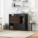 Modern Extendable & Rotating Cabinet With Drawer And Flip Doors For Versatile Storage - Black / Dark Walnut by Unique Piece Furniture
