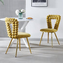 Modern Chair With Iron Tube Legs, Soft Cushions And Comfortable Backrest, Suitable For Dining Room, Living Room, Cafe, Hairball Back by Unique Piece Furniture