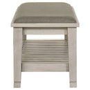 Franco Fabric Upholstered Bench with Shelf Distressed White