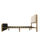 Queen Size Bed Frame With Curved Upholstered Headboard And Footboard - Beige / Gold by HouseOfZazla
