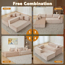 Compression Sectional Couch With Comfy Chaise, Boneless L Shape Sofa With Deep Seat