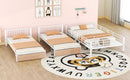 Triple Bunk Bed With Drawers, Multi-Functional Frame With Desks And Shelves In The Middle