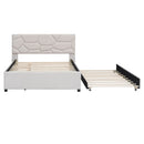 Upholstered Platform Bed With Brick Pattern Headboard And Twin Long Size Trundle by Unique Piece Furniture