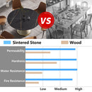 53.15" Modern Artificial Stone Round Carbon Steel Base Dining Table, Can Accommodate 6 People - Black / White by Unique Piece Furniture