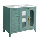 Bathroom Vanity with 3 Drawers and 2 Soft-Close Doors Cabinet - Lake Green by HouseOfZazla