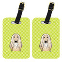 Checkerboard Lime Green Afghan Hound Luggage Tag