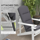 2 Piece Adirondack Chair Cushions, 59 x 20.5 x 2 inch Outdoor Chair Cushions for Fire Pit Chairs with Seat, Back, Ties, Water Repellent Replacement Patio Seat Pads, Gray
