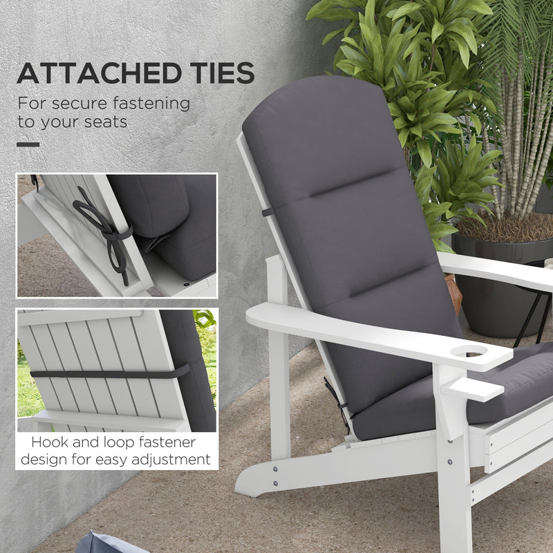 2 Piece Adirondack Chair Cushions, 59 x 20.5 x 2 inch Outdoor Chair Cushions for Fire Pit Chairs with Seat, Back, Ties, Water Repellent Replacement Patio Seat Pads, Gray