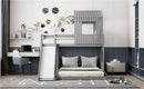 Loft Bunk Bed With Playhouse, Farmhouse, Ladder, Slide And Guardrails by HouseOfZazla