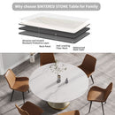 Modern Artificial Stone Round Carbon Steel Base Dining Table, Can Accommodate 6 People by Unique Piece Furniture