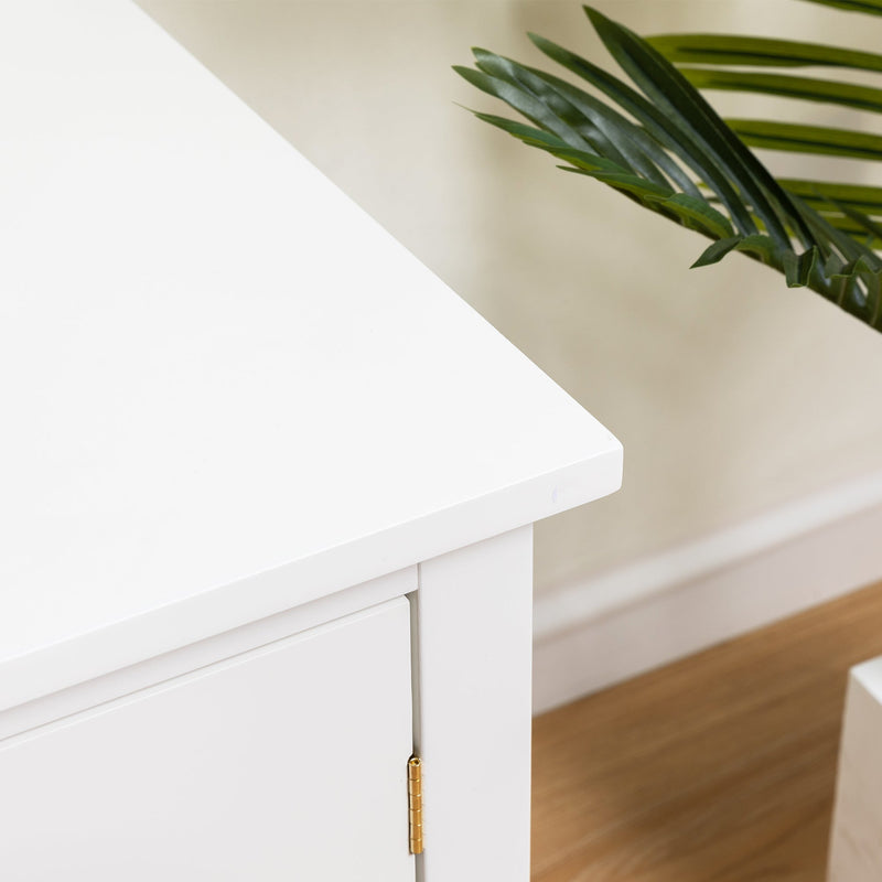 71-inchstylishTVcabinet Entertainment CenterTV stand,TVConsoleTable, Media Console,solidwood frame,Changhong glass door,Metal handle,antique white,canbeplacedin the children's room,bedroom Living Room