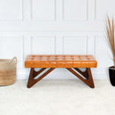 Mia - Bench With Buttons - Brown / Rustic by HouseOfZazla