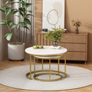 Nesting Coffee Table Set of 2 with Marble Pattern Tops