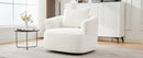 360° Swivel Barrel Sofa Chair with Throw Pillow, Chenille Upholstered Accent Chair, Beige, 38.2'