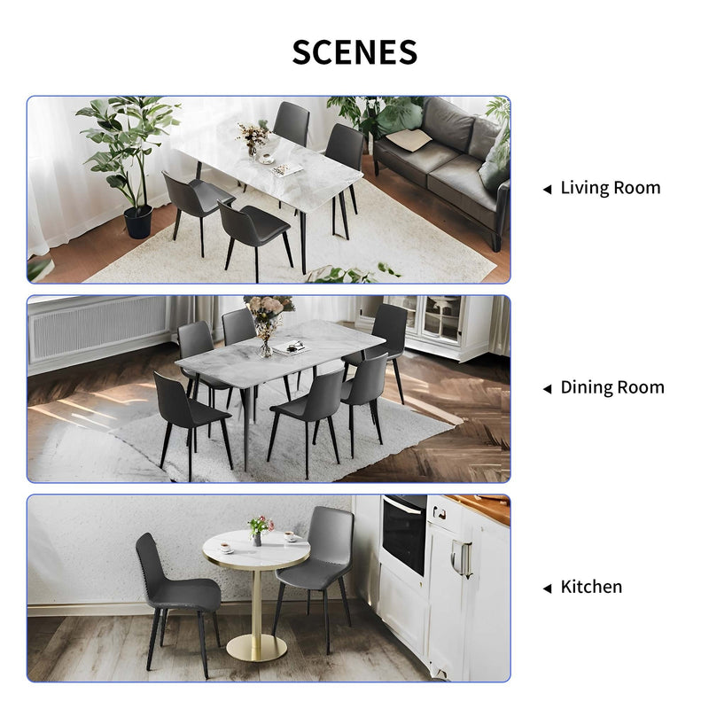 Dining Chairs 2PCS, Modern Kitchen & Dining Room Chairs, Upholstered Faux Leather Cushion Seat and Sturdy Metal Legs