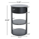 Indoor 3-Tier Metal Round Side Table with Sliding Door Cabinet by HouseOfZazla