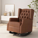 Moss Upholstered Rocking Recliner With Diamond Tufting And Wingback - Light Brown by HouseOfZazla
