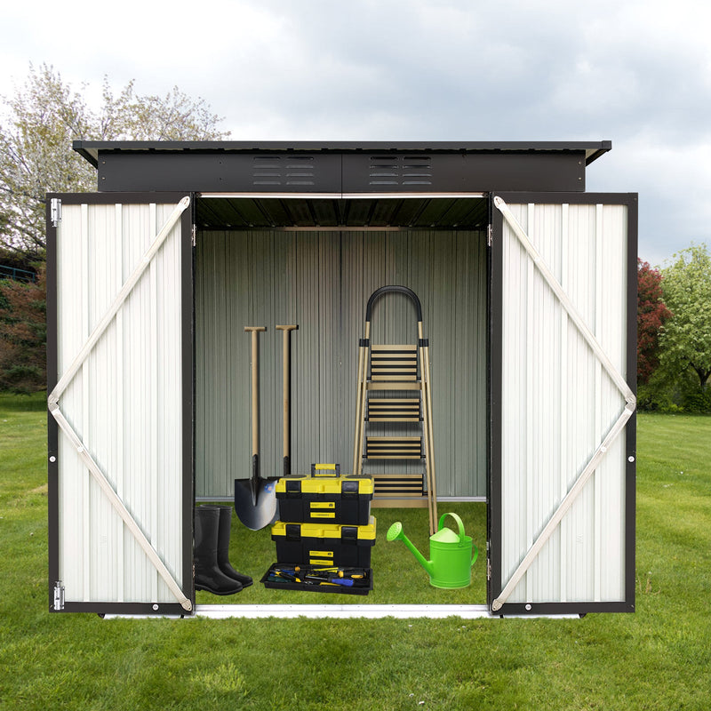 Outdoor storage sheds 6FTx4FT Pent roof White+Black