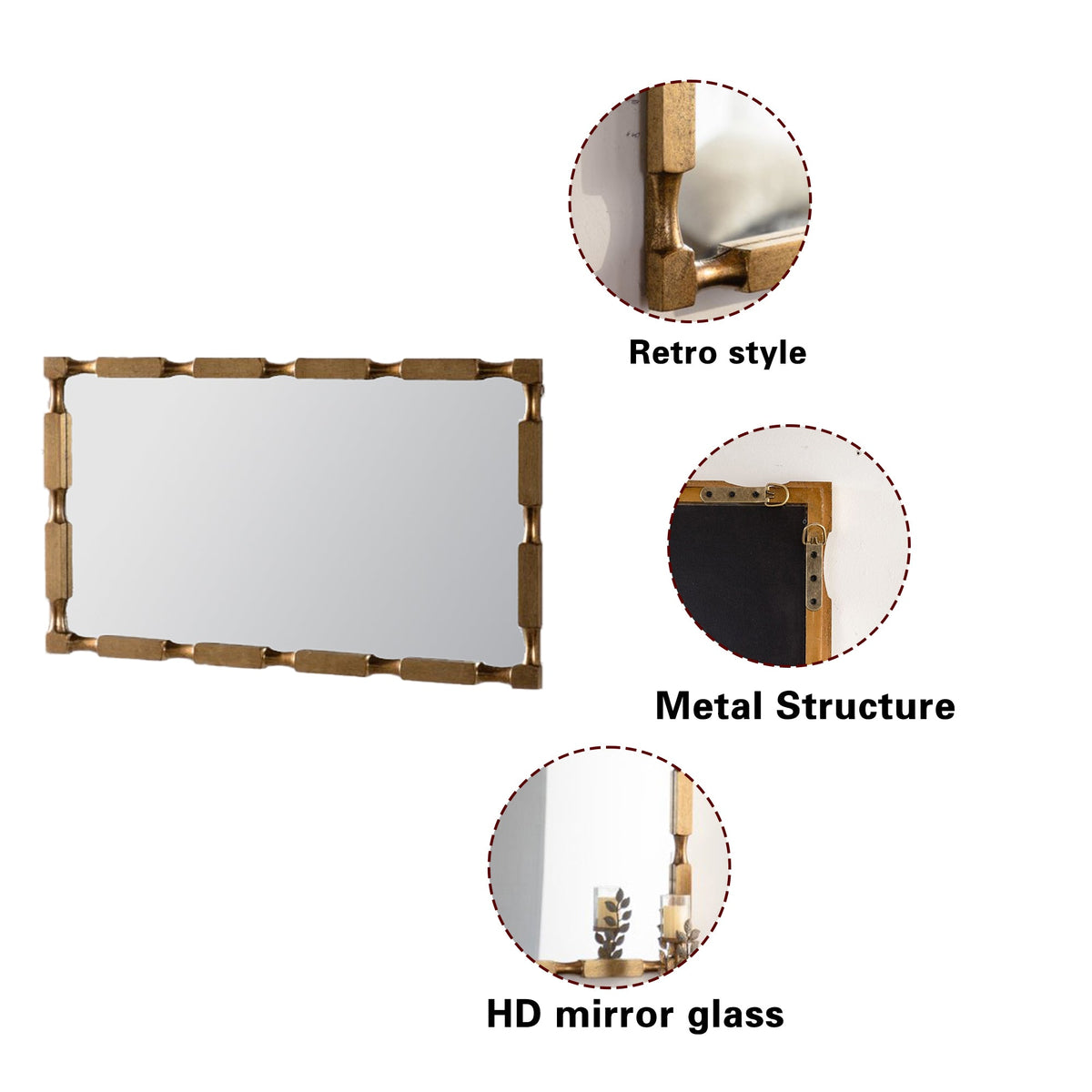 Gold Bamboo-Style Rectangular Wall Mirror, photo 8 of 10