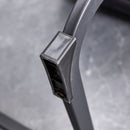 A table and four chairs. The table features a black imitation marble pattern tabletop and black gold MDF legs. The chair has a white PU backrest cushion and black metal legs. F-SQ