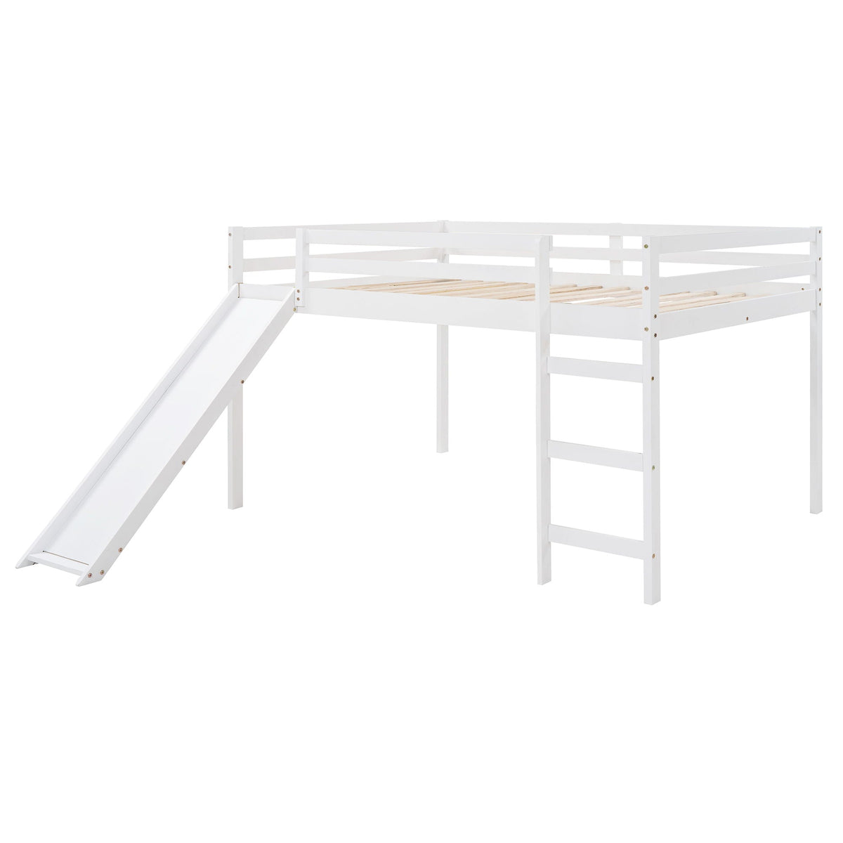 Full Loft Bed With Slide, Multifunctional Design - White, photo 13 of 14