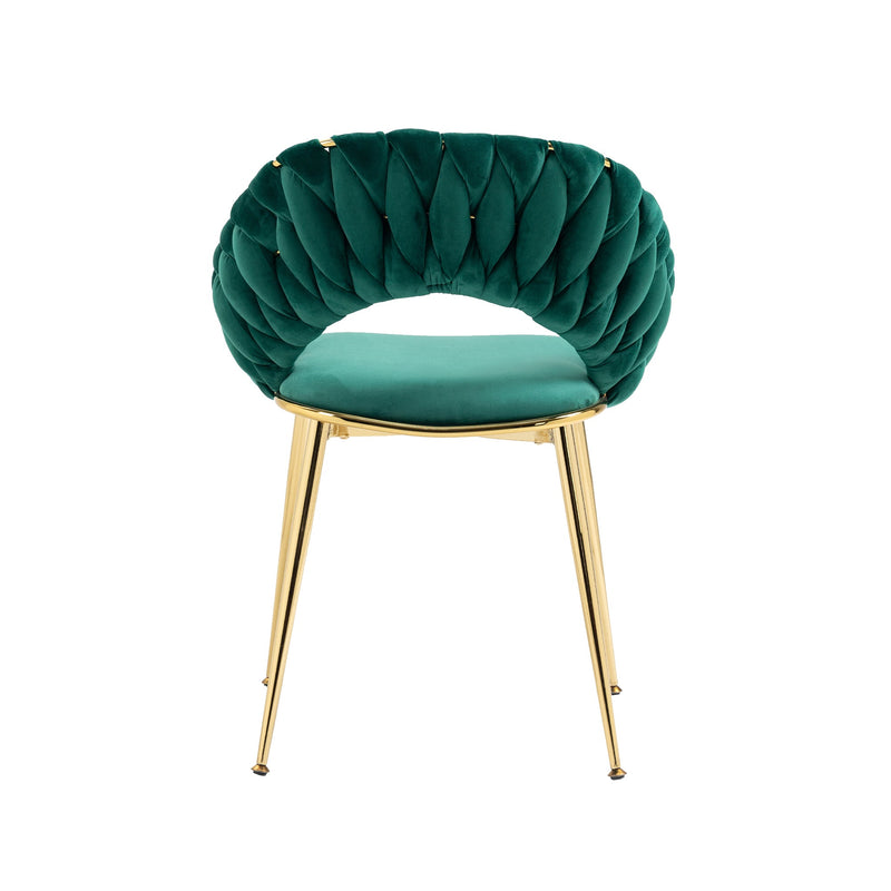 Accent Chairs Set of 2, Velvet Side Chairs with Gold Legs, Mid-Century Upholstered Dining Chairs for Living Room, Kitchen, Bedroom, Beauty Room