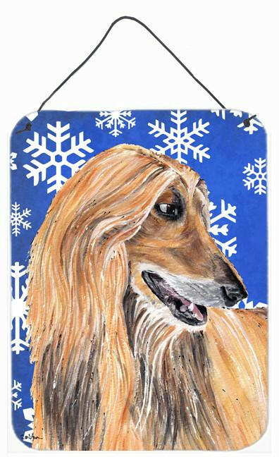 Afghan Hound Winter Snowflakes Holiday Wall or Door Hanging Prints SC9499DS1216