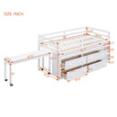 Loft Bed With Retractable Writing Desk And 4 Drawers, With Lateral Portable Desk And Shelves by HouseOfZazla