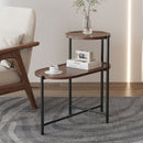 Round Coffee Table With Storage Tray 2 Tier Oval End Tables Wooden Small Side Table For Living Room by Unique Piece Furniture