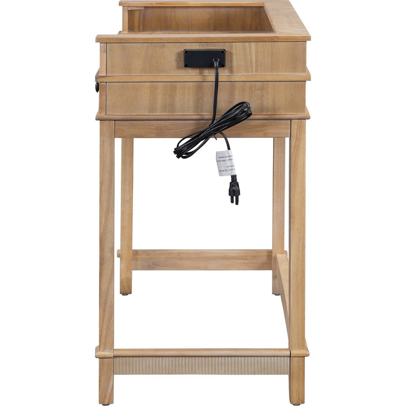 TREXM 4-Piece Dining Table Set for 3, Retro Kitchen Table and Chairs Set with 3 Storage Drawers, Ideal for Small Spaces (Natural)