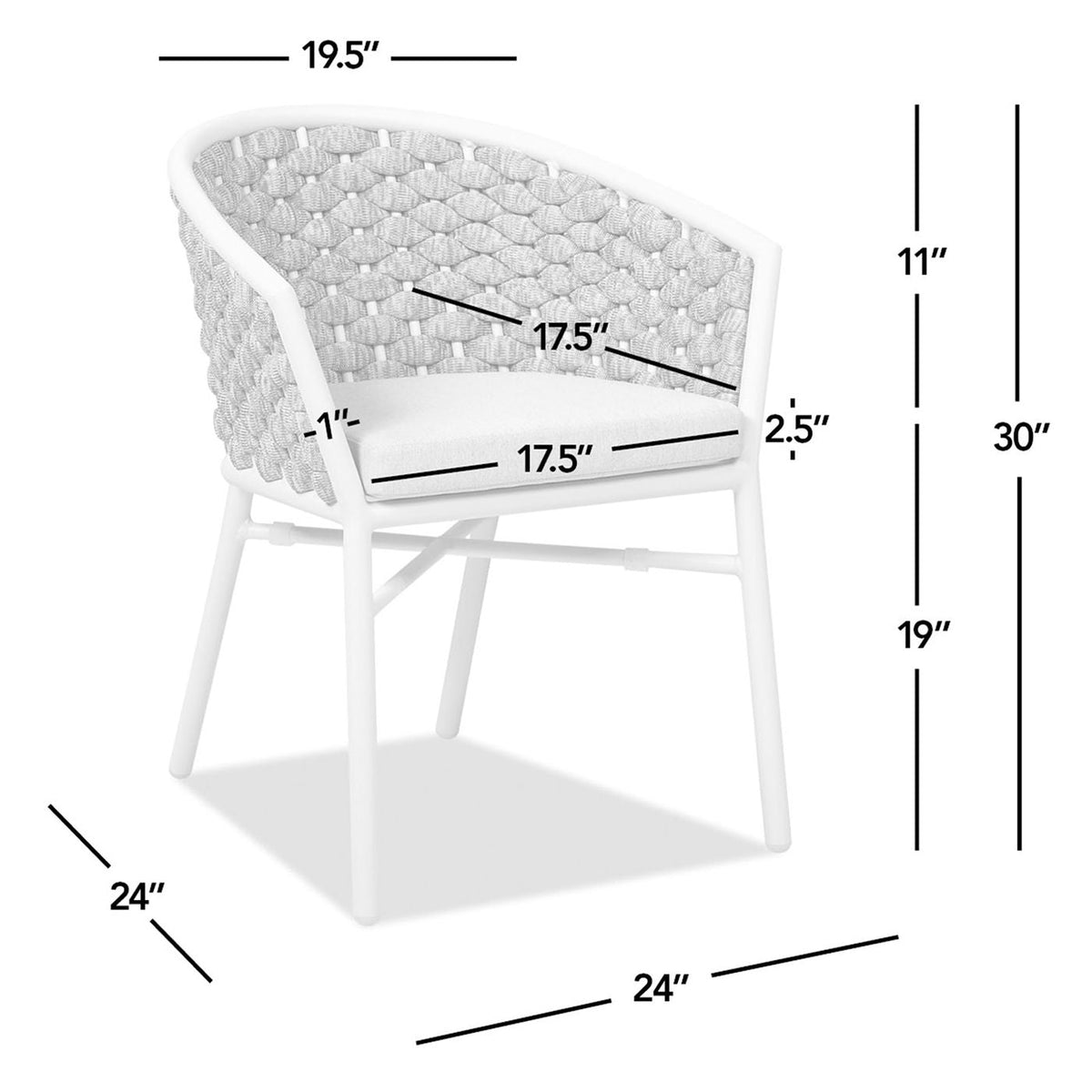 Rowan - Rope Barrel Back Patio Dining Chairs (Set of 2) - Optic White, photo 7 of 7
