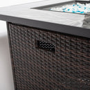 Outdoor Propane Gas Fire Pit Table With Lid With Glass Rocks And Rain Cover - Espresso