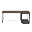 47.2" W x 25.6"D x 17.7" H Modern Industrial Style Rectangular Wood Grain Top Coffee Table with Metal Frame - Walnut & Black