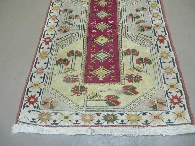3' X 5' Vintage Handmade Turkish Turkey Oushak MILAS Wool Accent Rug Carpet Nice