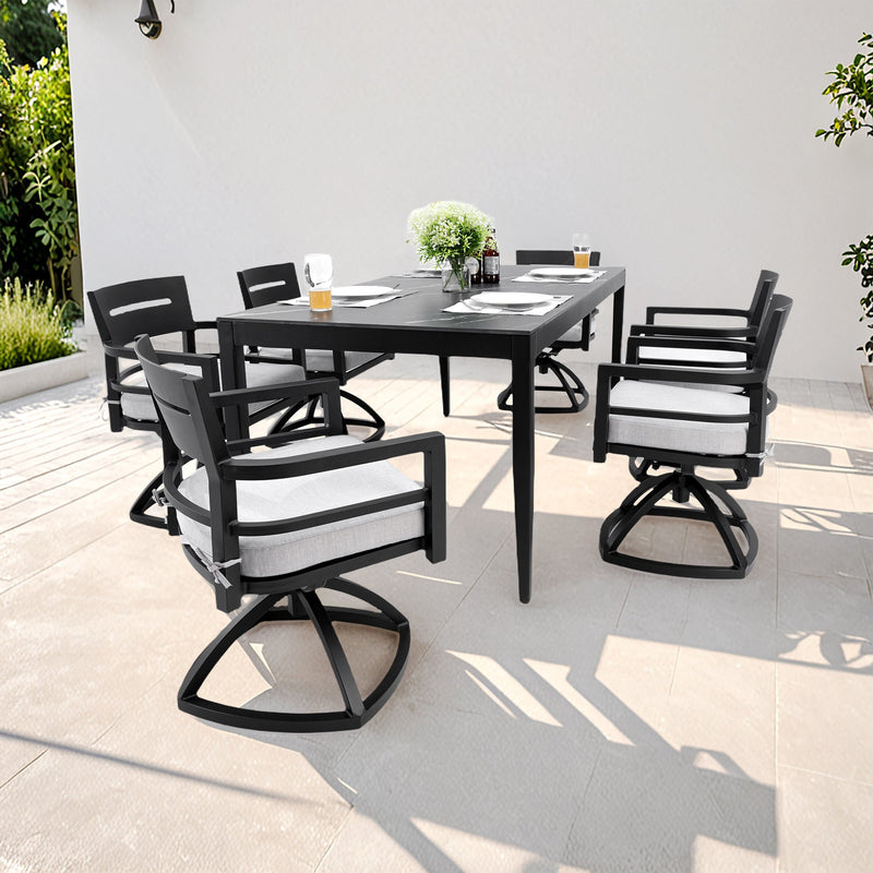 Modern 7-Piece Outdoor Patio Aluminum Dining Set, photo 2 of 10
