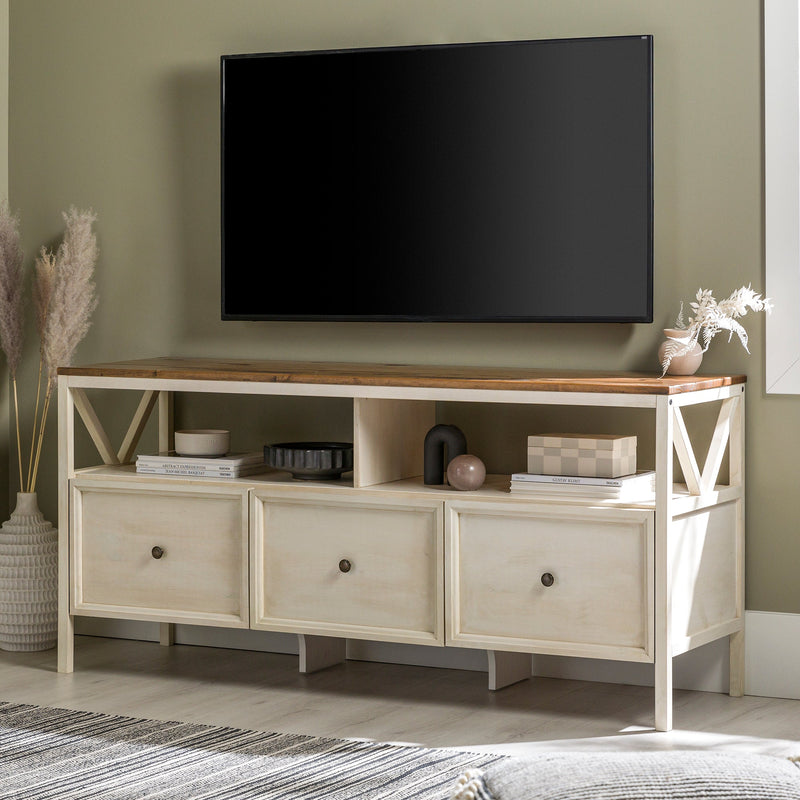 60" Distressed 3-Drawer TV Console