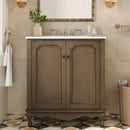 Vintage Bathroom Vanity With Ceramic Sink, Adjustable Shelves by HouseOfZazla