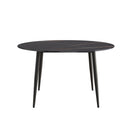 Modern Artificial Stone Round Dining Table With Metal Legs, Can Accommodate 6 People - Black by HouseOfZazla