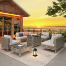 K&K Patio 8-Piece Patio Furniture Set with 43" Fire Pit Table by HouseOfZazla