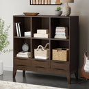 Harper - Low 6 Cube Storage With Drawers - Walnut Brown by Unique Piece Furniture