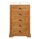 Bathroom Vanity With Integrated Sink, Soft-Closing Door - Natural Wood by HouseOfZazla