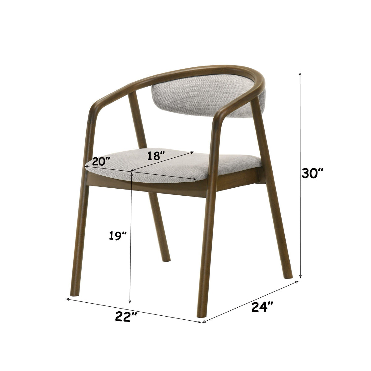Delina - Side Chair - Gray / Walnut, photo 3 of 4