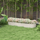 6.4' x 2' x 1' Galvanized Raised Garden Bed Kit, Outdoor Metal Elevated Planter Box with Safety Edging, Easy DIY Stock Tank for Growing Flowers, Herbs & Vegetables, Cream