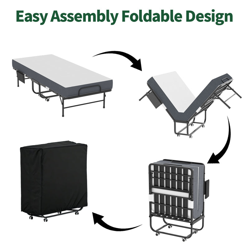 75 Inch Folding Bed with 5" Memory Foam Mattress, photo 6 of 10