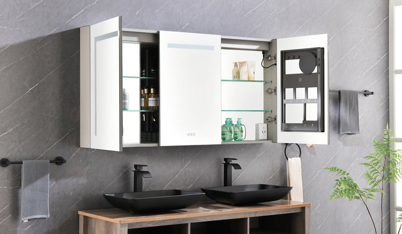 60in. W x 36 in. H LED Large Rectangular Aluminum Alloy Surface Mount Medicine Cabinet with Mirror