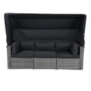 7-Piece Patio Furniture Set w/Retractable Canopy Wicker Rattan Sectional Sofa Set Patio Furniture with Washable Cushions for Lawn, Garden, Backyard, Poolside Grey wicker + Black Cushion