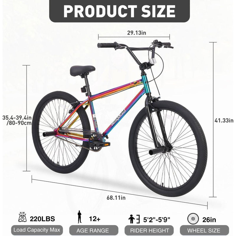 Freestyle Kids Bike Double Disc Brakes 26 Inch Single Speed  Children's Bicycle for Boys Girls Age 12+ Years